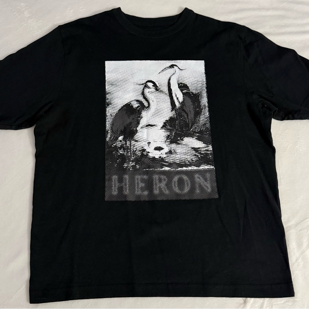 HERON PRESTON HALFTONE HERON GRAPHIC T-SHIRT BLACK